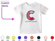 a child's t - shirt with the letter c on it