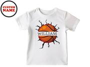 a white shirt with a basketball on it