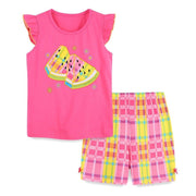 Pink Toddler Girls Watermelon Fun 2 Piece Set Baby Girl T-Shirt And Short Outfits