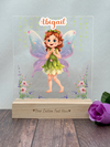 a glass plaque with a picture of a fairy