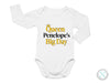 a white bodysuit with the words queen penelope&#39;s big day on