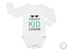 a baby bodysuit that says coolest kid logan