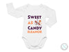 a baby bodysuit that says sweet as candy eleanor