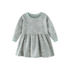 SkipStars Full Sleeve Bunnies Print Theme Girls Dress, Grey