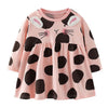 SkipStars Full Sleeve Polka Dot Bunny Theme Girls Dress, Pink