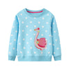 SkipStars Full Sleeve Flamingo Theme Girls Sweatshirt, Blue