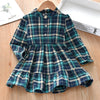 Full Sleeve Tartan Ruffle Girls Dress, Multicolour