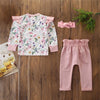 PINK FLORAL PATTERN SHIRT WITH PAJAMAS & HAIR BAND - SkipStars