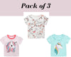 Baby Girl Summer Tops & Tees Unicorn World Collection Tees Rainbow and Bunny T-shirt | Toddler Girl Clothing Gift for Girls Outfit Pack of 3