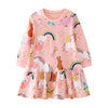 Long Sleeve Rainbow Unicorn Girls Dress