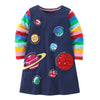 Long Sleeve Galaxy Theme Girls Dress