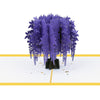 Blue Wisteria Tree 3D Pop-up Handmade Greeting Card - Perfect for Thinking of You, Congratulating, Weddings, & Thank You!