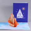 Personalized Sailing Boat Greeting Card 3D Handmade Pop Up Card-Perfect for Thinking of You, Congrats, Birthdays, Thank You! A unique gift